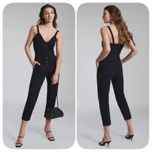 Reiss NWOT Sola Cotton Blend Jumpsuit Black Size 10